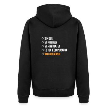 Ballonfahren Single Vergeben Verheiratet - Unisex Premium Bio Zip Hoodie - Schwarz - Hinten - Nico (187cm)