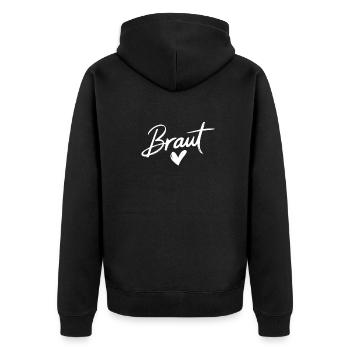 Braut Herz JGA Hochzeit Junggesellenabschied - Unisex Premium Bio Zip Hoodie - Schwarz - Hinten - Nico (187cm)