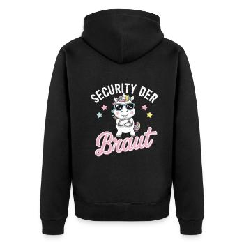 Security of the Bride Unicorn Bachelor Party Group Shirt - Unisex Premium Organic Zip Hoodie - black - Back - Nico (187cm)