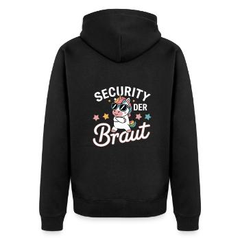 Security of the Bride Unicorn Bachelor Party Group Shirt - Unisex Premium Organic Zip Hoodie - black - Back - Nico (187cm)