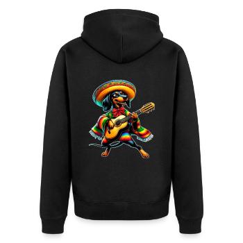 Cinco de Mayo Dachshund Mariachi Guitare - Veste à capuche bio Premium Unisexe - noir - Dos - Nico (187cm)