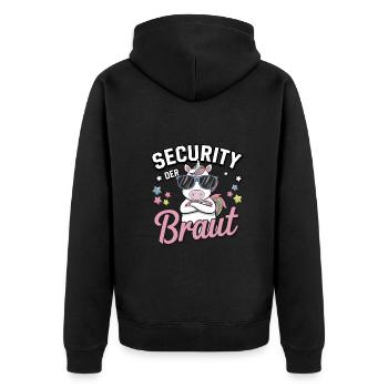 Security of the Bride Unicorn Bachelor Party Group Shirt - Unisex Premium Organic Zip Hoodie - black - Back - Nico (187cm)
