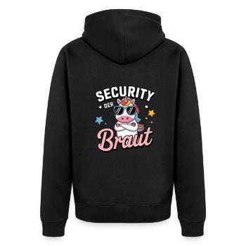 Security of the Bride Unicorn Bachelor Party Group Shirt - Unisex Premium Organic Zip Hoodie - black - Back - Nico (187cm)