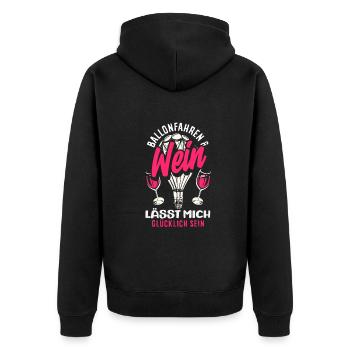 Ballonfahren Und Wein Lässt Mich Glücklich Sein - Unisex Premium Bio Zip Hoodie - Schwarz - Hinten - Nico (187cm)