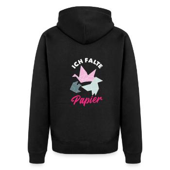 Origami Kunst Ich Falte Papier Freude - Unisex Premium Bio Zip Hoodie - Schwarz - Hinten - Nico (187cm)