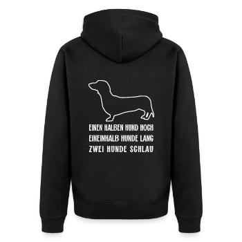 Schlauer intelligenter Dackel ich liebe Dackel - Unisex Premium Bio Zip Hoodie - Schwarz - Hinten - Nico (187cm)