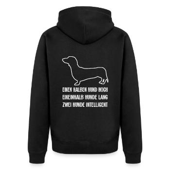 Schlauer intelligenter Dackel ich liebe Dackel - Unisex Premium Bio Zip Hoodie - Schwarz - Hinten - Nico (187cm)