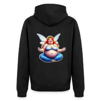 Niedliche dicke gute Laune Fee - Unisex Premium Bio Zip Hoodie - Schwarz - Hinten - Nico (187cm)