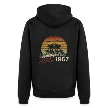 Jahrgang 1967 Geburtstagsgeschenk 1967 Retro 1967 - Unisex Premium Bio Zip Hoodie - Schwarz - Hinten - Nico (187cm)