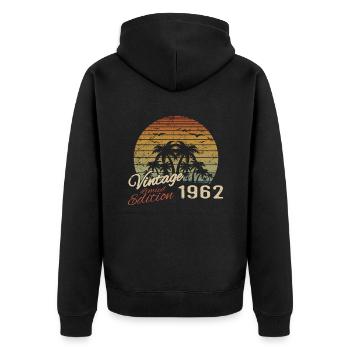 Vintage 1962 Geburtstagsgeschenk 1962 Retro 1962 - Unisex Premium Bio Zip Hoodie - Schwarz - Hinten - Nico (187cm)