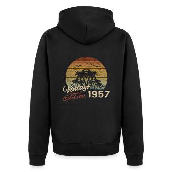 Vintage 1957 Geburtstagsgeschenk 1957 Retro 1957 - Unisex Premium Bio Zip Hoodie - Schwarz - Hinten - Nico (187cm)