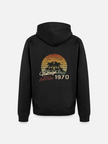 Vintage 1970's Birthday Gift 1970's Retro 1970's - Unisex Premium Organic Zip Hoodie - black