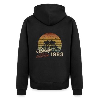 Jahrgang 1983 Geburtstagsgeschenk 1983 Retro 1983 - Unisex Premium Bio Zip Hoodie - Schwarz - Hinten - Nico (187cm)