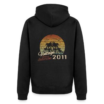 Vintage 2011 Anniversaire Cadeau 2011 Rétro 2011 - Veste à capuche bio Premium Unisexe - noir - Dos - Nico (187cm)