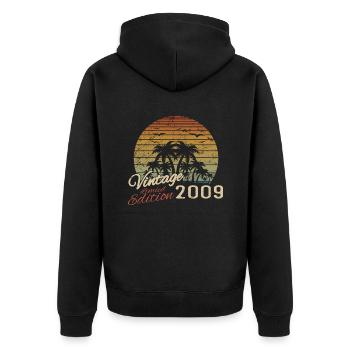 Vintage 2009 Birthday Gift 2009 Retro 2009 - Unisex Premium Organic Zip Hoodie - black - Back - Nico (187cm)