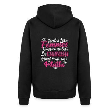 Prof Professeur Maths Métier Humour Cadeau - Veste à capuche bio Premium Unisexe - noir - Dos - Nico (187cm)