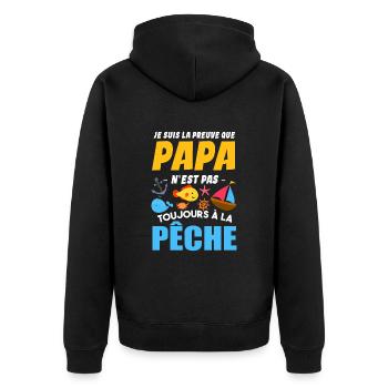 Papa Pêche Pêcheur Bébé Nourrisson Naissance - Veste à capuche bio Premium Unisexe - noir - Dos - Nico (187cm)