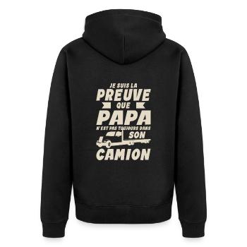 Papa Bébé Nourrisson Enfant Camion Routier - Veste à capuche bio Premium Unisexe - noir - Dos - Nico (187cm)