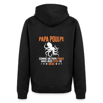 Papa Poulpe Cadeau Drôle Papa Humour - Veste à capuche bio Premium Unisexe - noir - Dos - Nico (187cm)
