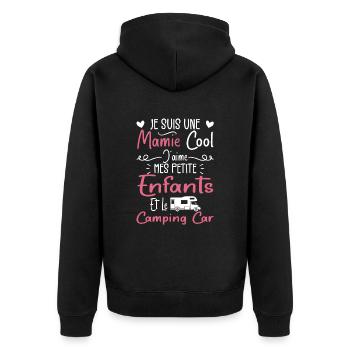 Mamie J'aime Mes Petite Enfants et le Camping-Car - Veste à capuche bio Premium Unisexe - noir - Dos - Nico (187cm)