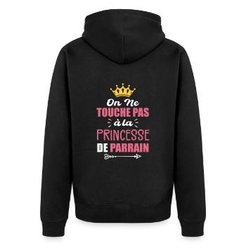 On Ne Touche Pas à la Princesse de Parrain - Veste à capuche bio Premium Unisexe - noir - Dos - Nico (187cm)