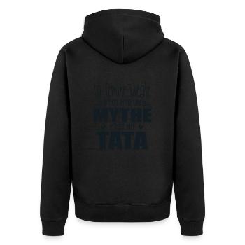 La Femme Idéale N'est Pas Un Mythe C'est Ma Tata - Veste à capuche bio Premium Unisexe - noir - Dos - Nico (187cm)