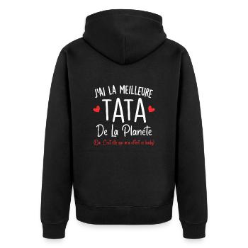 J'ai la meilleure tata de la planète - Veste à capuche bio Premium Unisexe - noir - Dos - Nico (187cm)