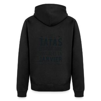 Anniversaire Tante Tata Janvier Cadeau - Veste à capuche bio Premium Unisexe - noir - Dos - Nico (187cm)