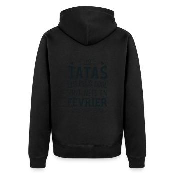 Anniversaire Tante Tata Février Cadeau - Veste à capuche bio Premium Unisexe - noir - Dos - Nico (187cm)