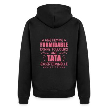 Une Femme Formidable Donne Une Tata Exceptionnelle - Veste à capuche bio Premium Unisexe - noir - Dos - Nico (187cm)