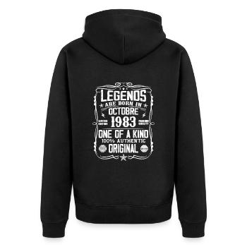 Oktober 1983 Legenden wurden im Oktober 1983 geboren - Unisex Premium Bio Zip Hoodie - Schwarz - Hinten - Nico (187cm)