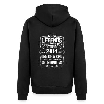 Octobre 2014 Légendes Sont Nées En Octobre 2014 - Veste à capuche bio Premium Unisexe - noir - Dos - Nico (187cm)