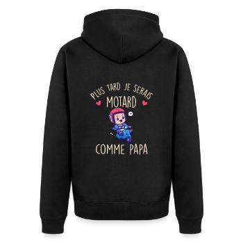 Plus tard je serais motard comme papa bébé Garçon - Veste à capuche bio Premium Unisexe - noir - Dos - Nico (187cm)