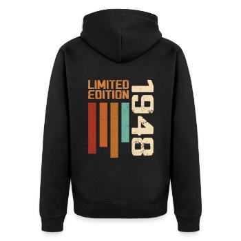 Vintage 1948 Retro 1948 Birthday Gift - Unisex Premium Organic Zip Hoodie - black - Back - Nico (187cm)