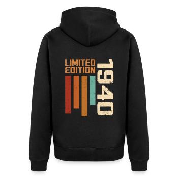 Vintage 1940er Jahre Retro 1940er Jahre Geburtstagsgeschenk - Unisex Premium Bio Zip Hoodie - Schwarz - Hinten - Nico (187cm)