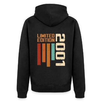 Vintage 2001 Birthday Gift 2001 Retro 2001 - Unisex Premium Organic Zip Hoodie - black - Back - Nico (187cm)