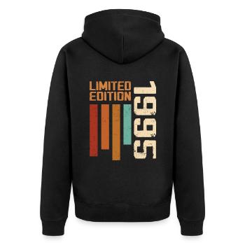 Jahrgang 1995 Geburtstagsgeschenk 1995 Retro 1995 - Unisex Premium Bio Zip Hoodie - Schwarz - Hinten - Nico (187cm)