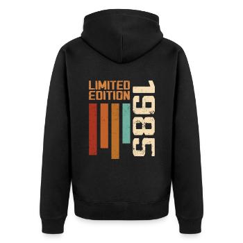 Jahrgang 1985 Geburtstagsgeschenk 1985 Retro 1985 - Unisex Premium Bio Zip Hoodie - Schwarz - Hinten - Nico (187cm)