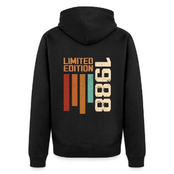 Jahrgang 1988 Retro 1988 Geburtstagsgeschenk - Unisex Premium Bio Zip Hoodie - Schwarz - Hinten - Nico (187cm)