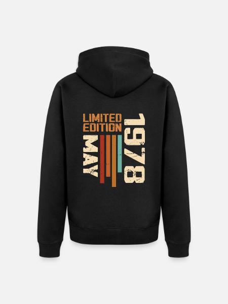 May 1978 Vintage Born In May 1978 Birthday - Unisex Premium Organic Zip Hoodie - black