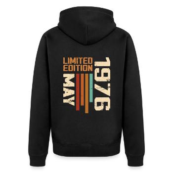May 1976 Vintage Born In May 1976 Birthday - Unisex Premium Organic Zip Hoodie - black - Back - Nico (187cm)