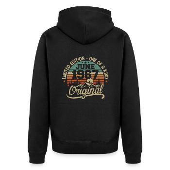 1967 June 1967 original - June 1967 Anniversary - Unisex Premium Organic Zip Hoodie - black - Back - Nico (187cm)