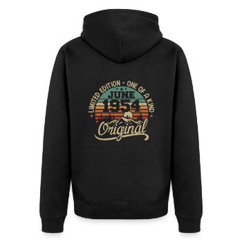 1954 June 1954 original - June 1954 Anniversary - Unisex Premium Organic Zip Hoodie - black - Back - Nico (187cm)