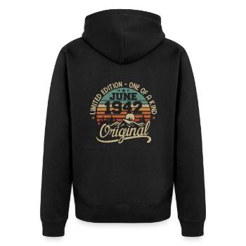 1942 June 1942 Original - June 1942 Anniversary - Unisex Premium Organic Zip Hoodie - black - Back - Nico (187cm)