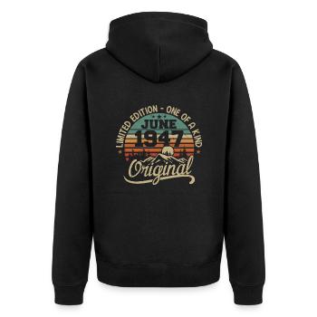 1947 June 1947 Original - June 1947 Anniversary - Unisex Premium Organic Zip Hoodie - black - Back - Nico (187cm)