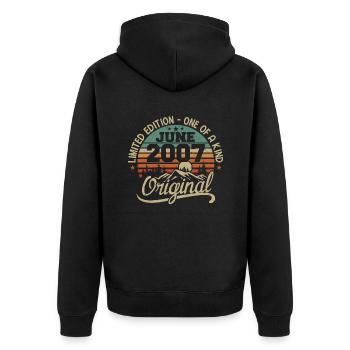 2007 June 2007 Original - June 2007 Anniversary - Unisex Premium Organic Zip Hoodie - black - Back - Nico (187cm)