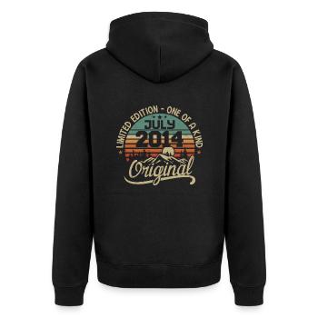 Cadeau Juillet 2014 Cadeau Anniversaire 2014 Juli - Unisex Premium Bio Zip Hoodie - Schwarz - Hinten - Nico (187cm)