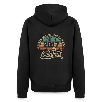 Cadeau Juillet 2017 Cadeau Anniversaire 2017 Juli - Unisex Premium Bio Zip Hoodie - Schwarz - Hinten - Nico (187cm)