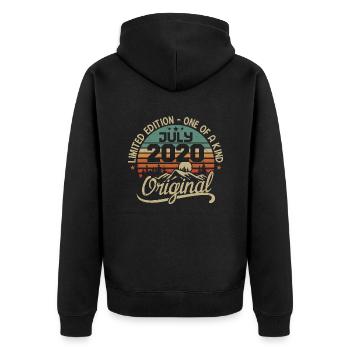 Cadeau Juillet 2020 Cadeau Anniversaire 2020 Juli - Unisex Premium Bio Zip Hoodie - Schwarz - Hinten - Nico (187cm)