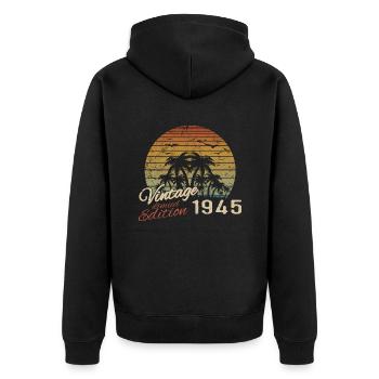 Vintage 1945 Anniversaire Cadeau 1945 Rétro 1945 - Veste à capuche bio Premium Unisexe - noir - Dos - Nico (187cm)